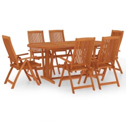 vidaXL Juego de comedor para jardín 7 pzas madera maciza de eucalipto
