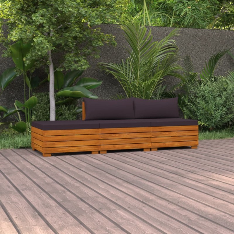 vidaXL Muebles de jardín 3 piezas con cojines madera maciza de acacia 