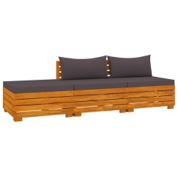 vidaXL Muebles de jardín 3 piezas con cojines madera maciza de acacia 