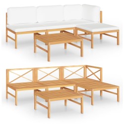 vidaXL Set de muebles de jardín 5 pzas madera de teca y cojines crema