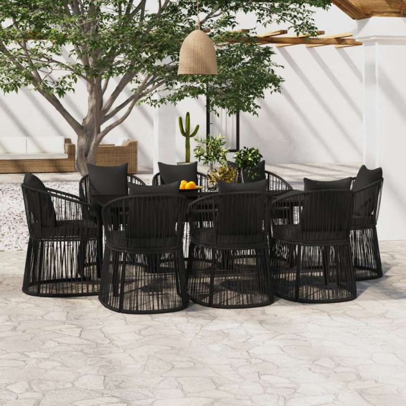 vidaXL Juego de comedor de jardín 9 piezas con cojines negro vidaXL Juego de comedor de jardín 9 piezas con cojines negro
