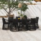 vidaXL Juego de comedor de jardín 9 piezas con cojines negro vidaXL Juego de comedor de jardín 9 piezas con cojines negro