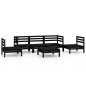 vidaXL Juego de muebles de jardín 6 piezas negro madera maciza de pino
