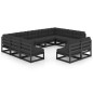 vidaXL Set de muebles de jardín 11 pzas con cojines madera pino negro vidaXL Set de muebles de jardín 11 pzas con cojines madera pino negro