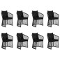 vidaXL Juego de comedor de jardín 9 piezas con cojines negro vidaXL Juego de comedor de jardín 9 piezas con cojines negro