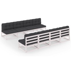 vidaXL Juego de muebles de jardín 9 pzas y cojines madera pino maciza
