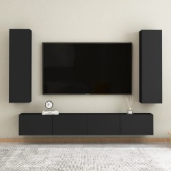 vidaXL Juego de mueble para TV de 4 piezas madera contrachapada negro