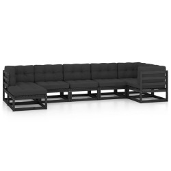vidaXL Juego de muebles de jardín 7 pzas y cojines madera maciza pino