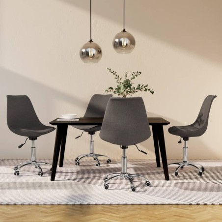 vidaXL Sillas de comedor giratorias 4 unidades tela gris oscuro