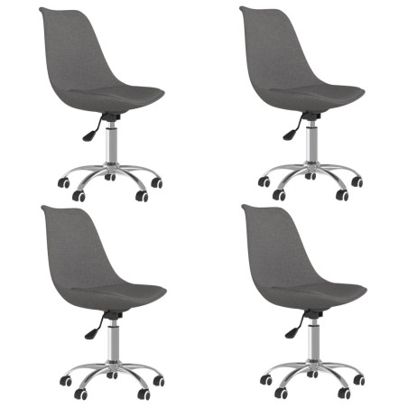 vidaXL Sillas de comedor giratorias 4 unidades tela gris oscuro
