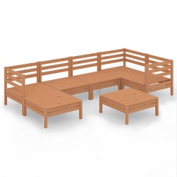 vidaXL Juego muebles de jardín 7 pzas madera maciza pino marrón miel