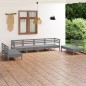 vidaXL Juego de muebles de jardín 8 piezas madera maciza de pino gris vidaXL Juego de muebles de jardín 8 piezas madera maciza de pino gris