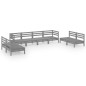 vidaXL Juego de muebles de jardín 8 piezas madera maciza de pino gris vidaXL Juego de muebles de jardín 8 piezas madera maciza de pino gris