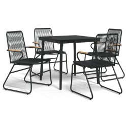 vidaXL Juego de comedor de jardín 5 piezas ratán PVC negro