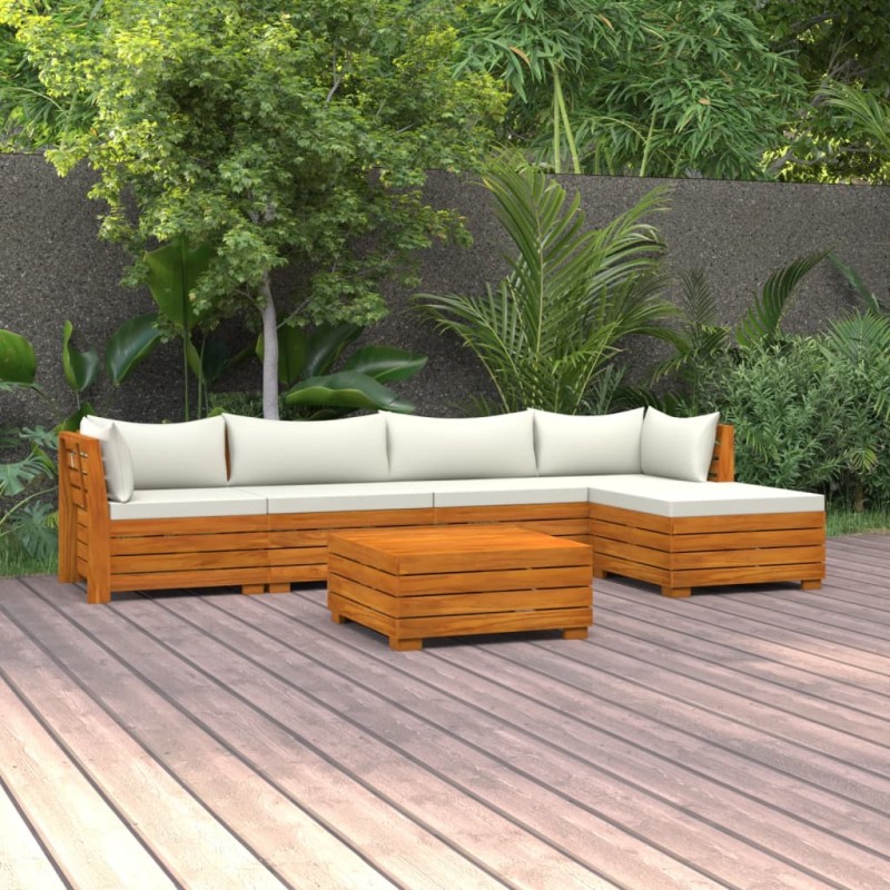 vidaXL Muebles de jardín 6 piezas con cojines madera maciza de acacia 