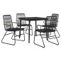 vidaXL Juego de comedor de jardín 5 piezas ratán PVC negro