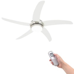 vidaXL Ventilador de techo adornado con lámpara 128 cm blanco