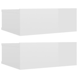 vidaXL Mesitas noche flotante 2 uds contrachapada blanco 40x30x15 cm