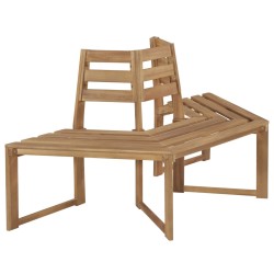 vidaXL Banco de árbol semi-hexagonal 160 cm madera maciza de acacia