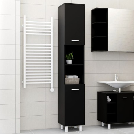 vidaXL Armario de baño madera contrachapada negro 30x30x179 cm