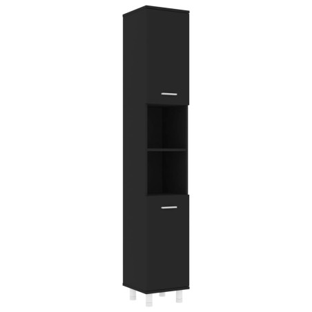 vidaXL Armario de baño madera contrachapada negro 30x30x179 cm
