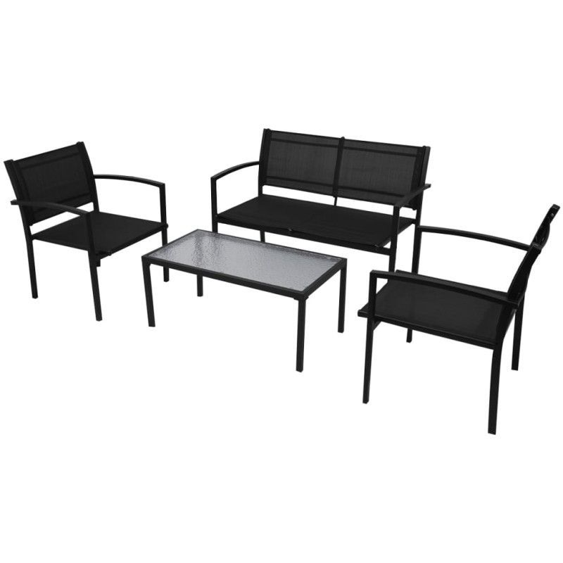 vidaXL Set de muebles de jardín 4 piezas textilene negro vidaXL Set de muebles de jardín 4 piezas textilene negro