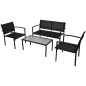 vidaXL Set de muebles de jardín 4 piezas textilene negro vidaXL Set de muebles de jardín 4 piezas textilene negro