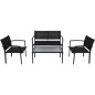 vidaXL Set de muebles de jardín 4 piezas textilene negro vidaXL Set de muebles de jardín 4 piezas textilene negro