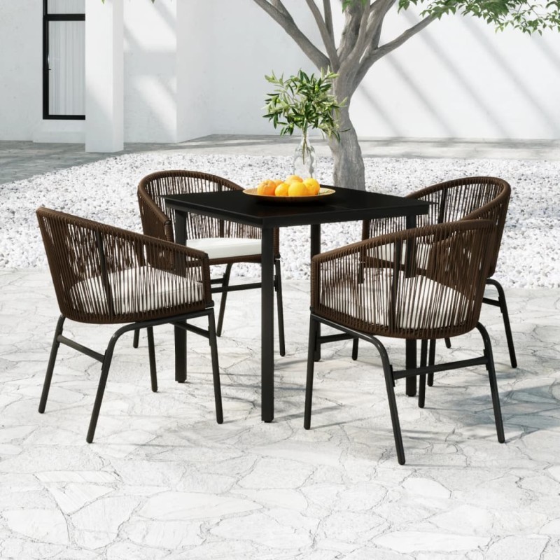 vidaXL Juego de comedor de jardín 5 piezas con cojines marrón vidaXL Juego de comedor de jardín 5 piezas con cojines marrón