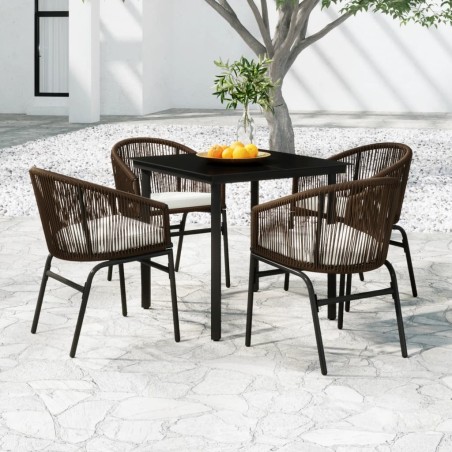 vidaXL Juego de comedor de jardín 5 piezas con cojines marrón