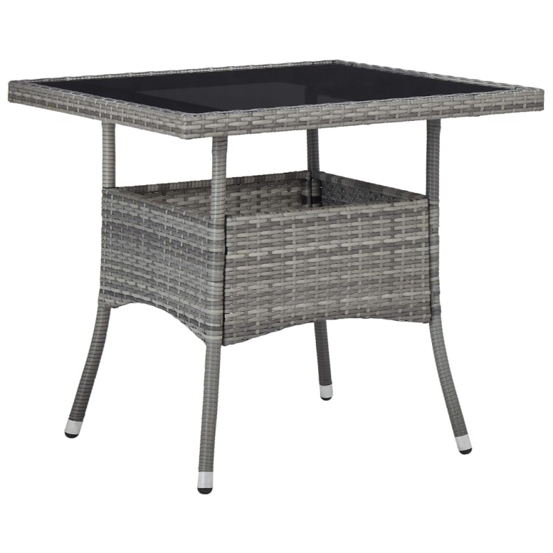 vidaXL Mesa de comedor para jardín ratán sintético y vidrio gris vidaXL Mesa de comedor para jardín ratán sintético y vidrio gris