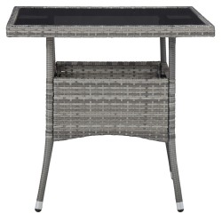 vidaXL Mesa de comedor para jardín ratán sintético y vidrio gris
