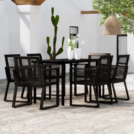vidaXL Juego de comedor para jardín 7 piezas negro