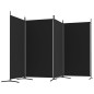 vidaXL Biombo divisor de 4 paneles de tela negro 346x180 cm vidaXL Biombo divisor de 4 paneles de tela negro 346x180 cm