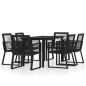 vidaXL Juego de comedor para jardín 7 piezas negro