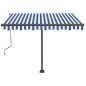 vidaXL Toldo de pie retráctil manual azul y marrón 350x250 cm vidaXL Toldo de pie retráctil manual azul y marrón 350x250 cm