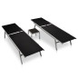 vidaXL Tumbonas con mesita 2 unidades de acero y textilene negro vidaXL Tumbonas con mesita 2 unidades de acero y textilene negro