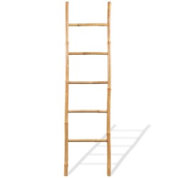 vidaXL Escalera para toallas con 5 peldaños de bambú 150 cm
