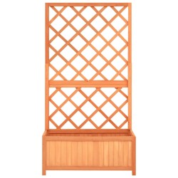 vidaXL Jardinera enrejada de jardín madera de abeto marrón 70x30x135cm