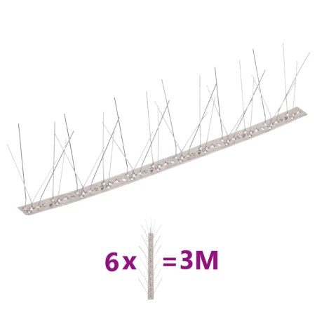 vidaXL Set de 6 hileras pinchos contra pájaros y palomas 5 filas 3 m