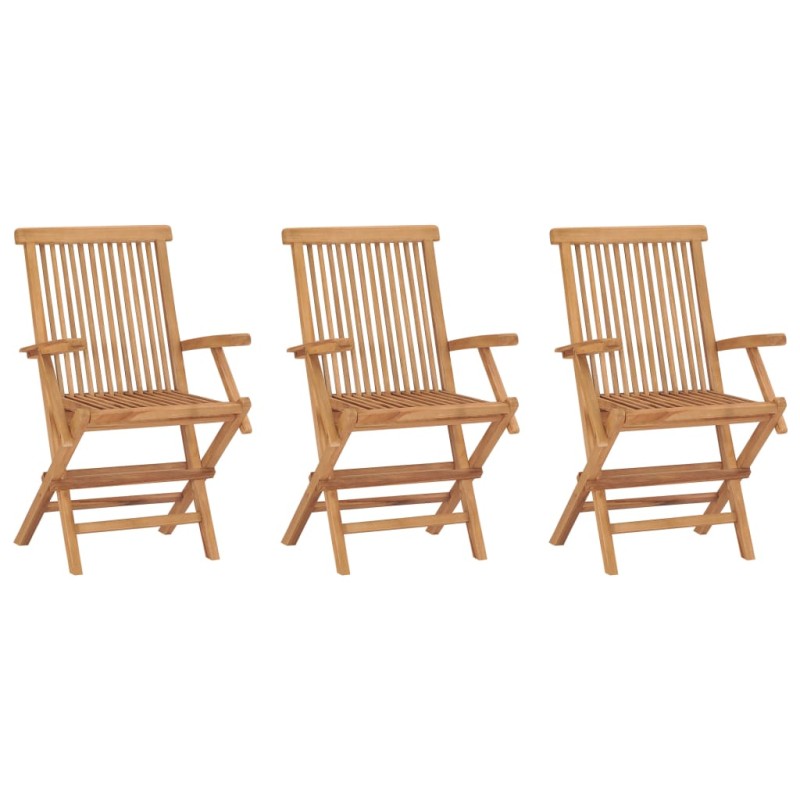 vidaXL Sillas de jardín plegables 3 unidades madera maciza de teca vidaXL Sillas de jardín plegables 3 unidades madera maciza de teca
