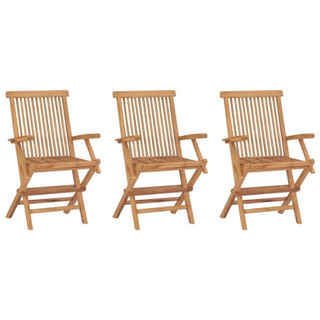 vidaXL Sillas de jardín plegables 3 unidades madera maciza de teca 