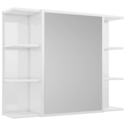 vidaXL Armario espejo baño contrachapada blanco brillo 80x20,5x64 cm