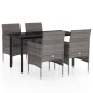vidaXL Juego de comedor para jardín 5 piezas con cojines gris y negro vidaXL Juego de comedor para jardín 5 piezas con cojines gris y negro