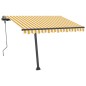 vidaXL Toldo de pie retráctil manual amarillo y blanco 300x250 cm