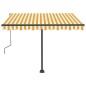 vidaXL Toldo de pie retráctil manual amarillo y blanco 300x250 cm