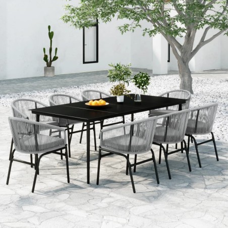 vidaXL Juego de comedor de jardín 9 piezas ratán sintético gris