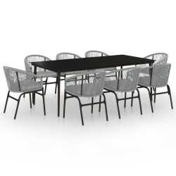 vidaXL Juego de comedor de jardín 9 piezas ratán sintético gris