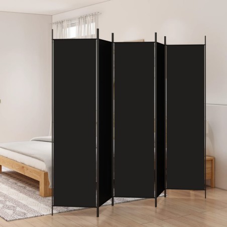 vidaXL Biombo divisor de 5 paneles de tela negro 250x200 cm