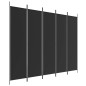 vidaXL Biombo divisor de 5 paneles de tela negro 250x200 cm vidaXL Biombo divisor de 5 paneles de tela negro 250x200 cm